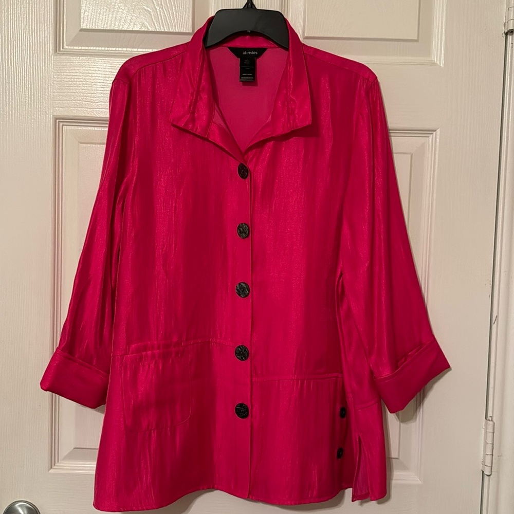 Ali Miles hot pink button down top/jacket - Size L